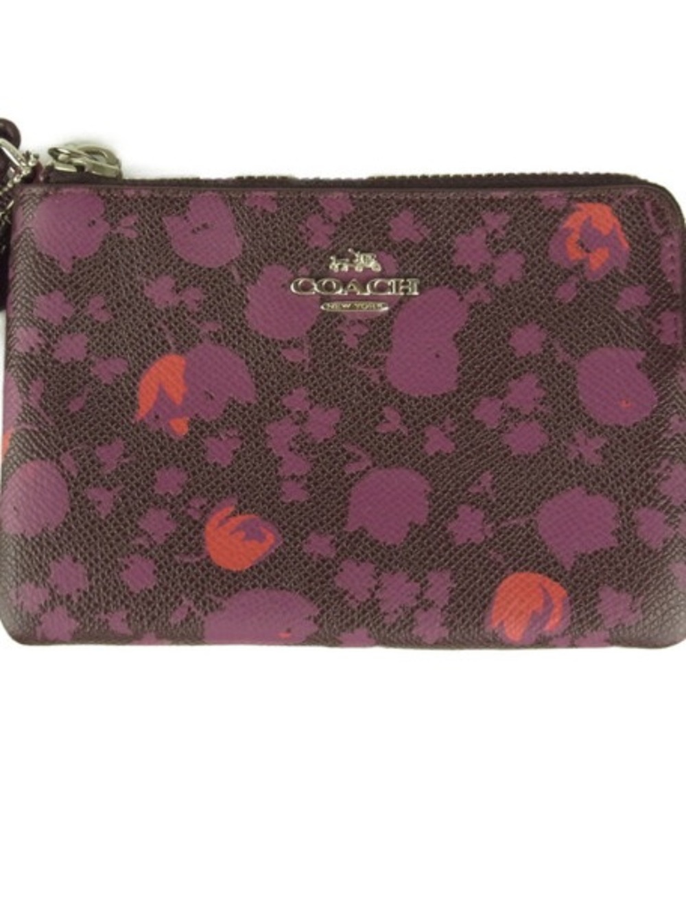 Coach Plum Floral Wristlet with Pink Accents